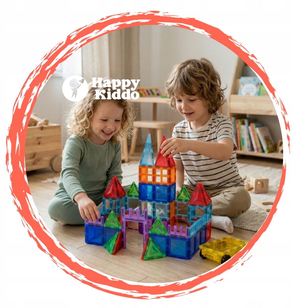Happy Kiddo magnetiniai konstruktoriai pilis ir auto