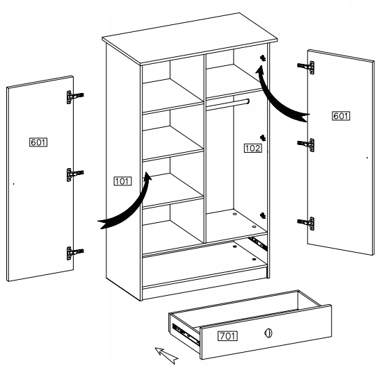 OLAF SYSTEM 2D SPINTA BALTAS/BALTAS + ANTRACITO RANKELIŲ stalčius GAMINTOJAS