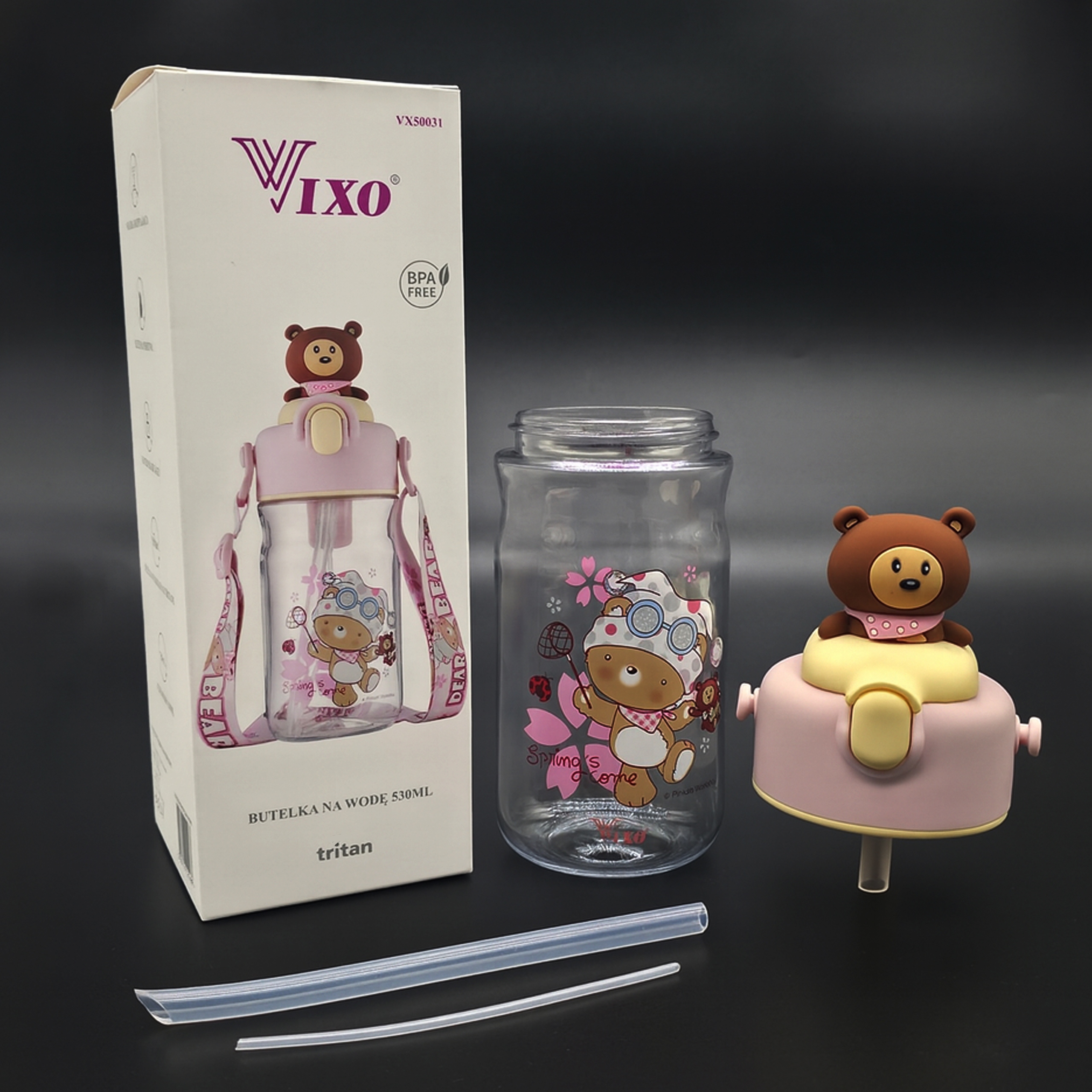 Vixo butelis vaikui 530 ml be BPA su dirželiu