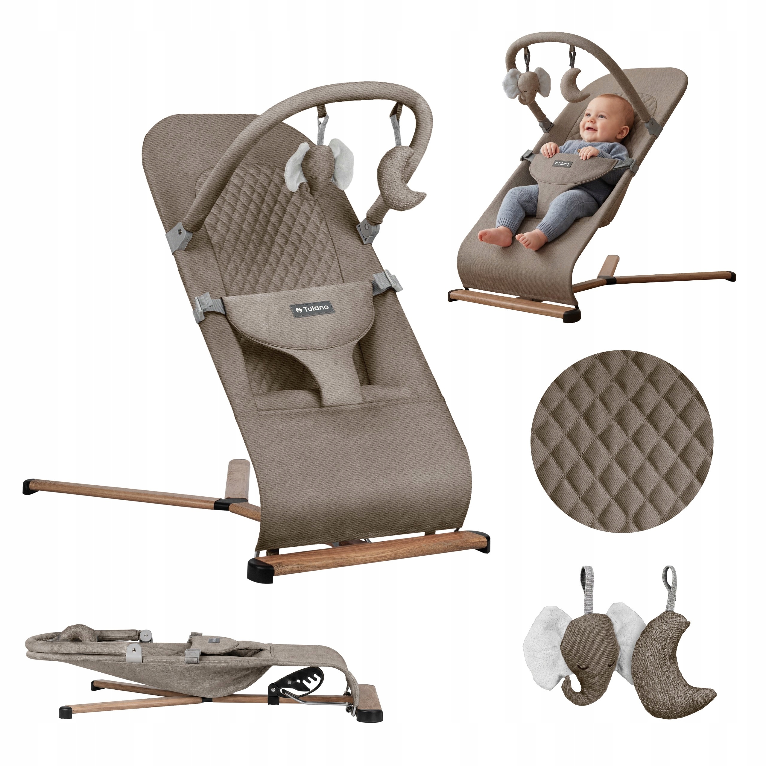 Tulano gulėjimo ir supamos pakliūnės 2 viename beige spalvoje