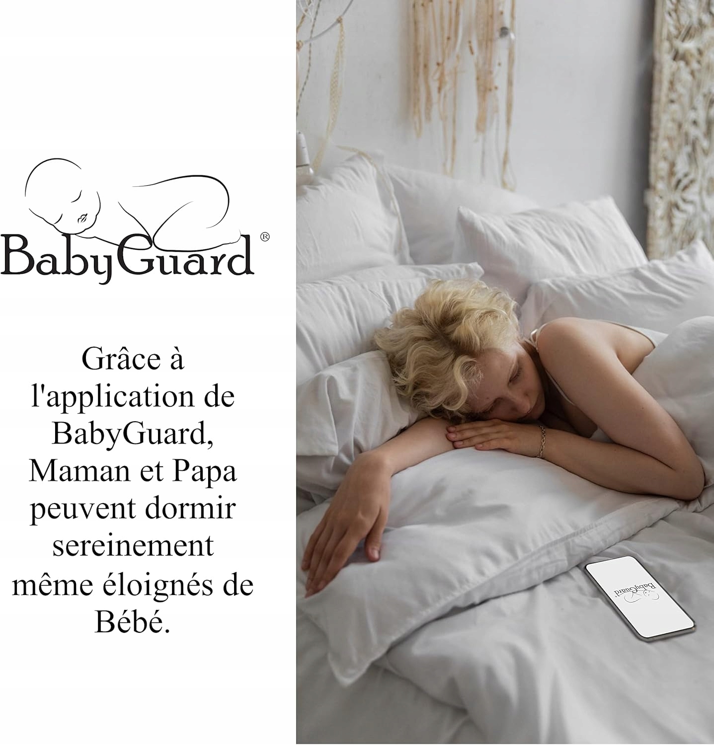 Kudikio kvėpavimo monitorius su Babyguard plokštele