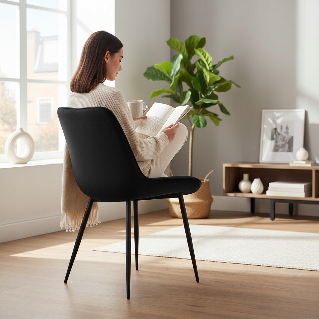PATOGI JUODOS AKSOMINĖS MINŠTINĖS KĖDĖS VALGAMOJO VIRTUVĖ SVETAINĖ IKI 86 CM
