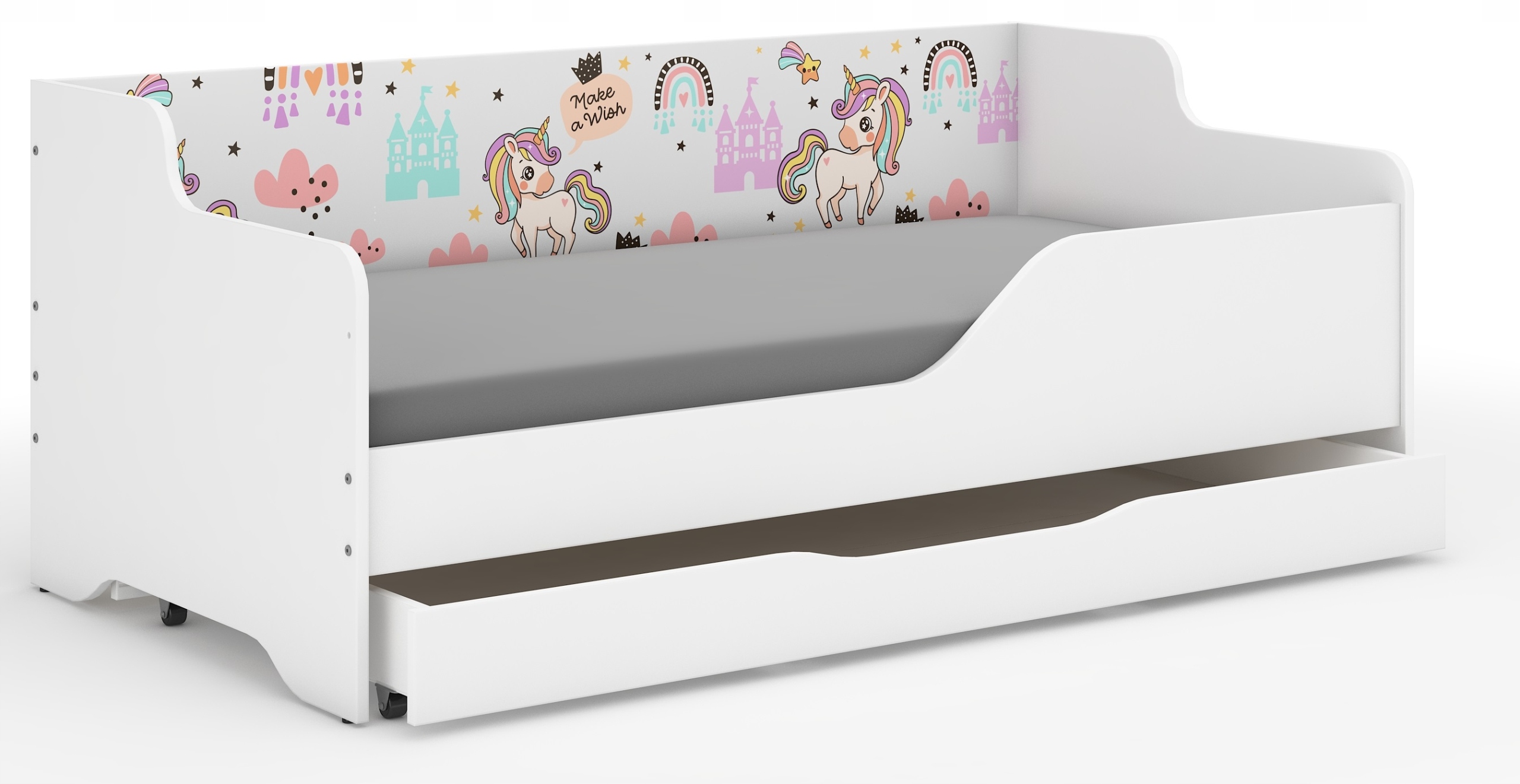 Wooden Toys vaikiško lovo LILU 160x80 su grafika ir šuflada