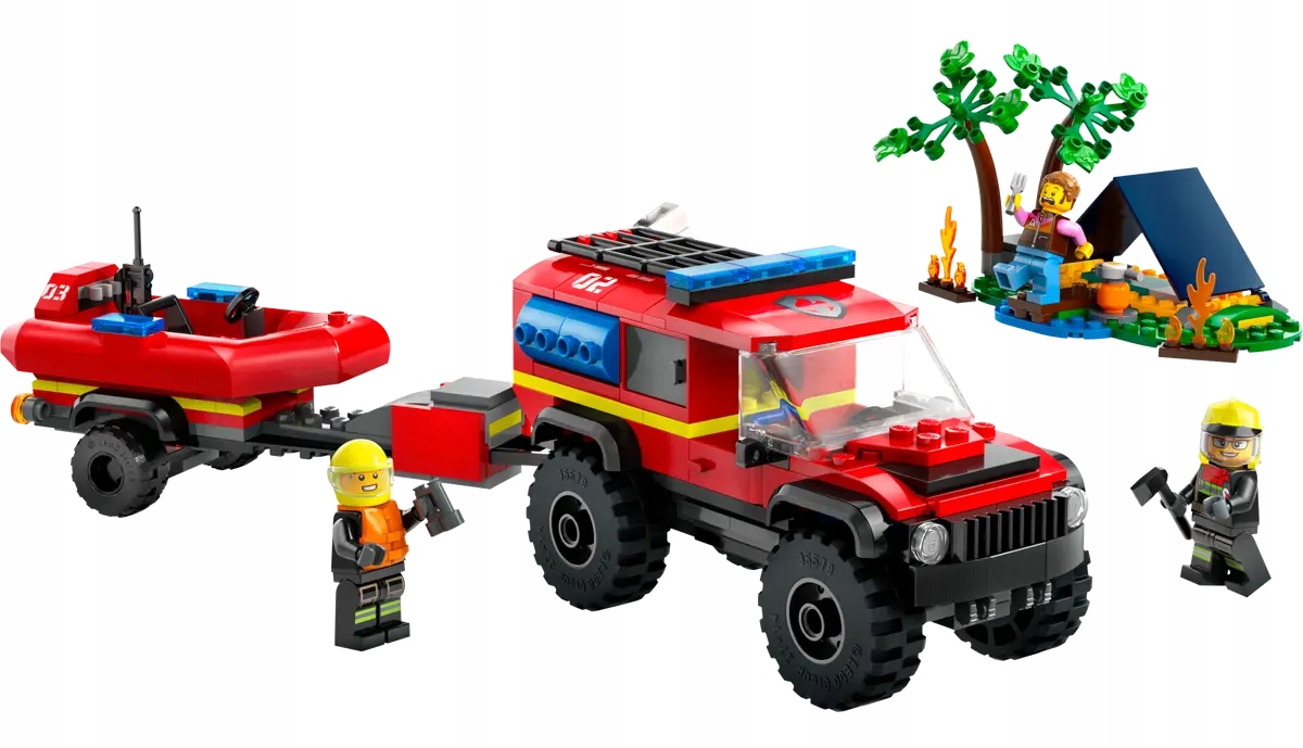 LEGO City 60412 gaisrinė mašina 4x4 ir gelbėjimo valtis
