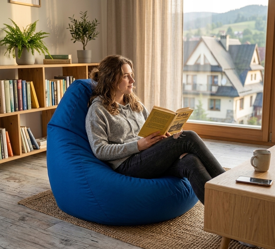 Sako Sack Pouffe 100x90cm Svetainės fotelis Vandeniui atsparus Oxford Antracito Pufas