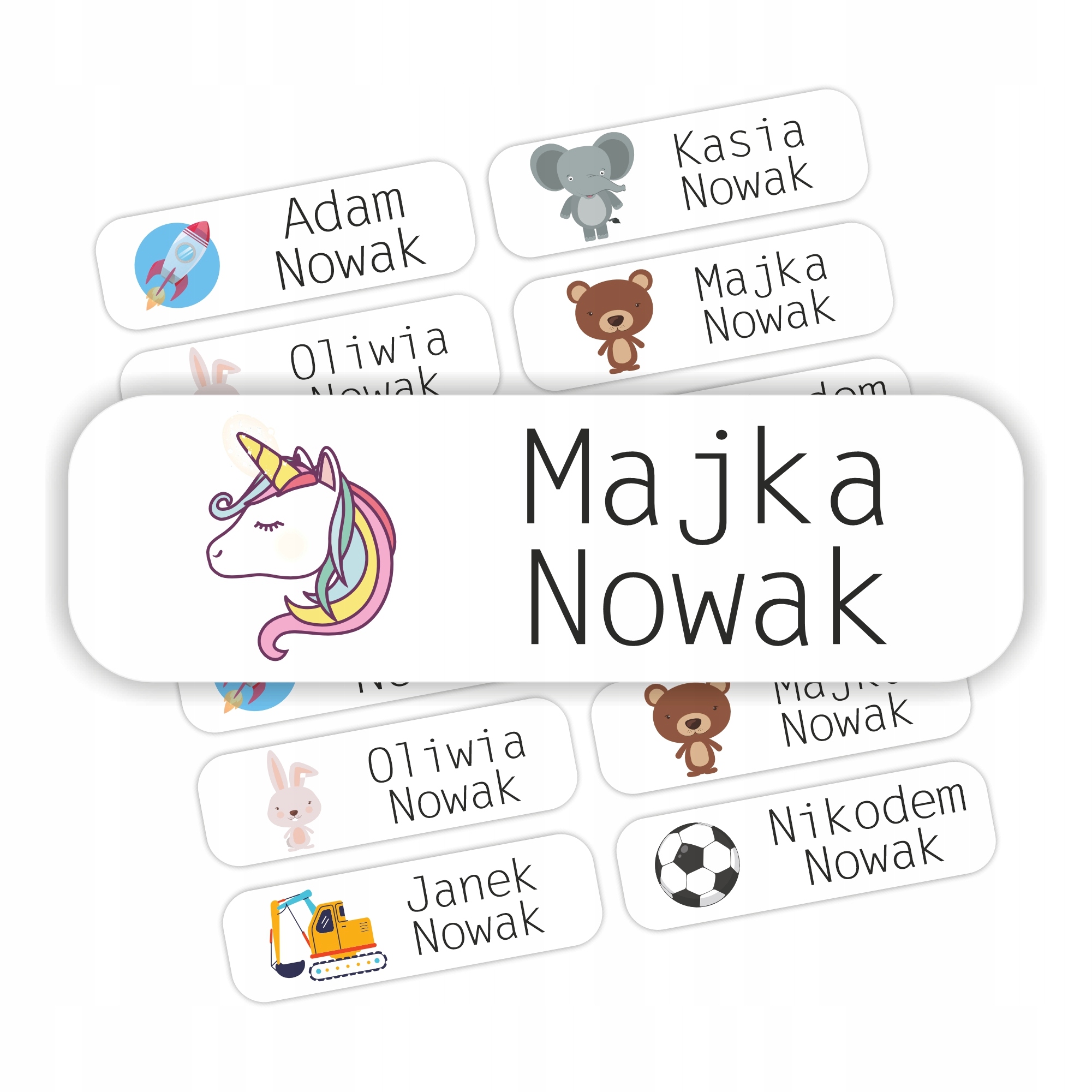 Personalizuoti vardiniai lipdukai, 116 vnt. atsparus vandeniui mokyklai, darželiui