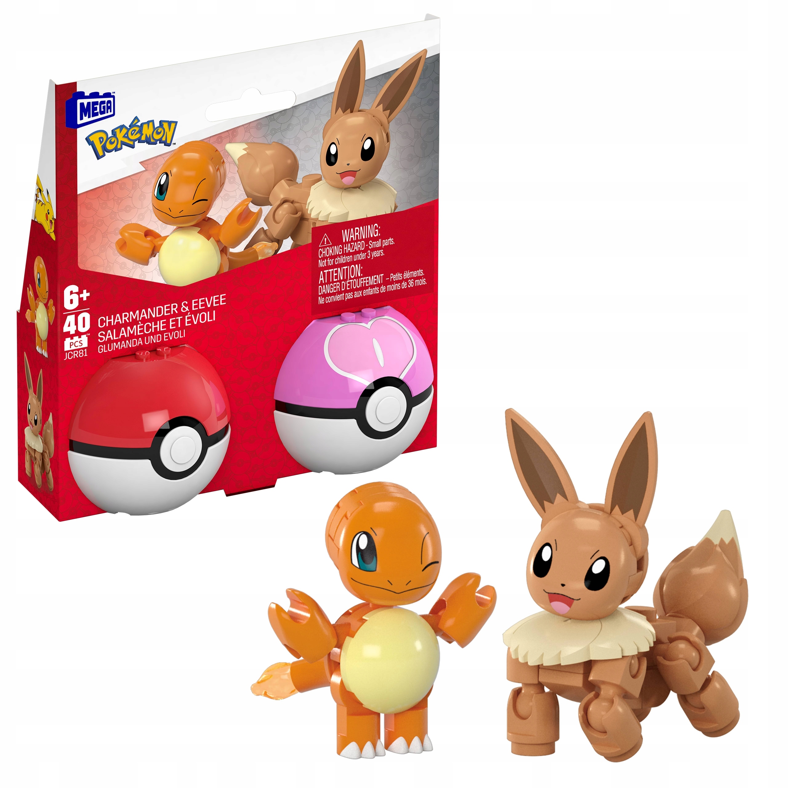 Pokémon 2-Pack Pokeballs MEGA Mattel Pokeball Charmander ir Eevee, 2 figūrėlės