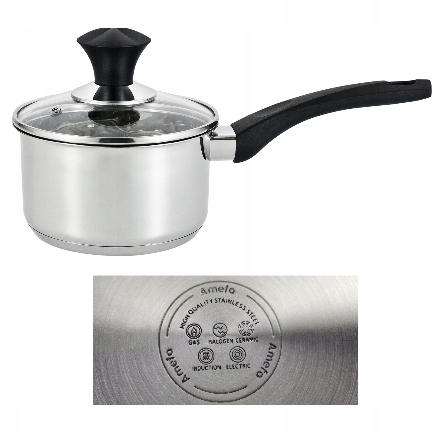 AMEFA SAHARA SAFETY nerūdijančio plieno MAŽAS PUODAS SU RANKENE, INDUKCINIS, 14 cm, 1,2 l