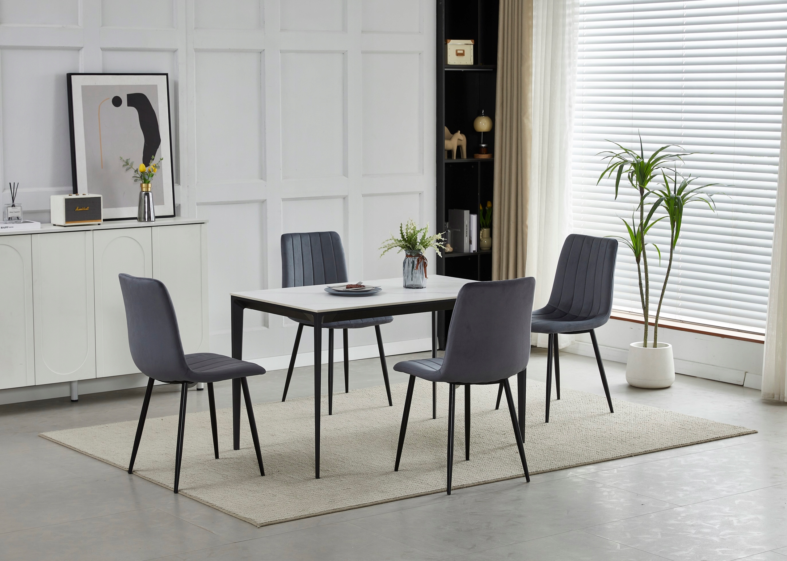 Krzesło Tapicerowane Welur Velvet do Salonu Kuchni Jadalni Szare Simple