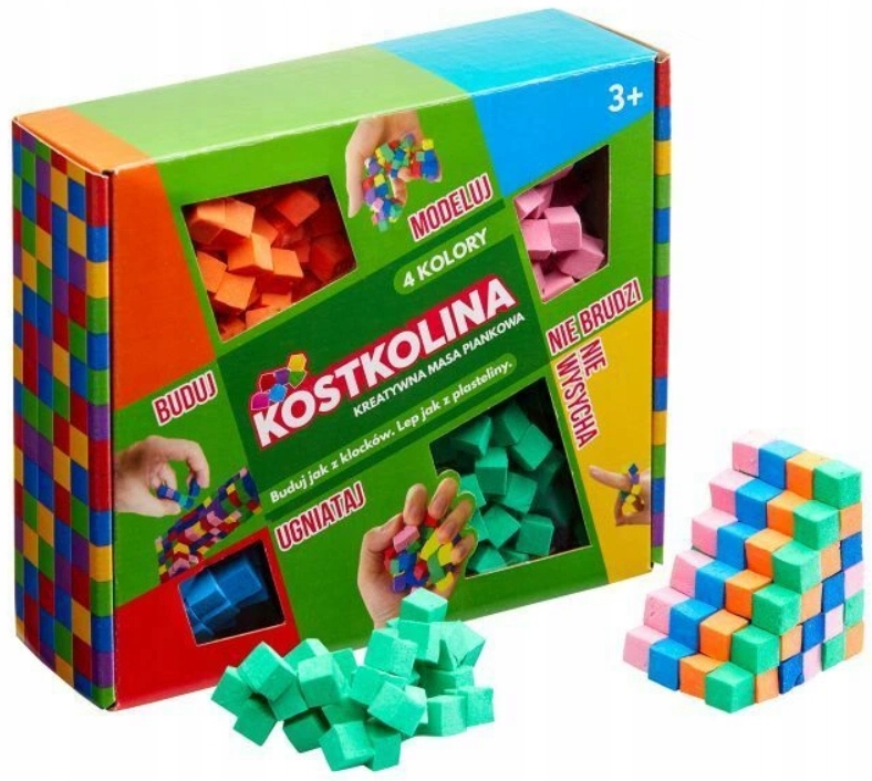 PLASTIKINĖ MASĖ Kostkolina VAIKAMS 4 SPALVŲ meno ir žaidimų žaislų rinkinys