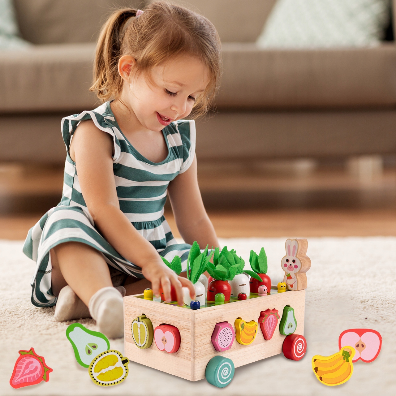 MalPlay medinė Montessori dėlionė su voleliu