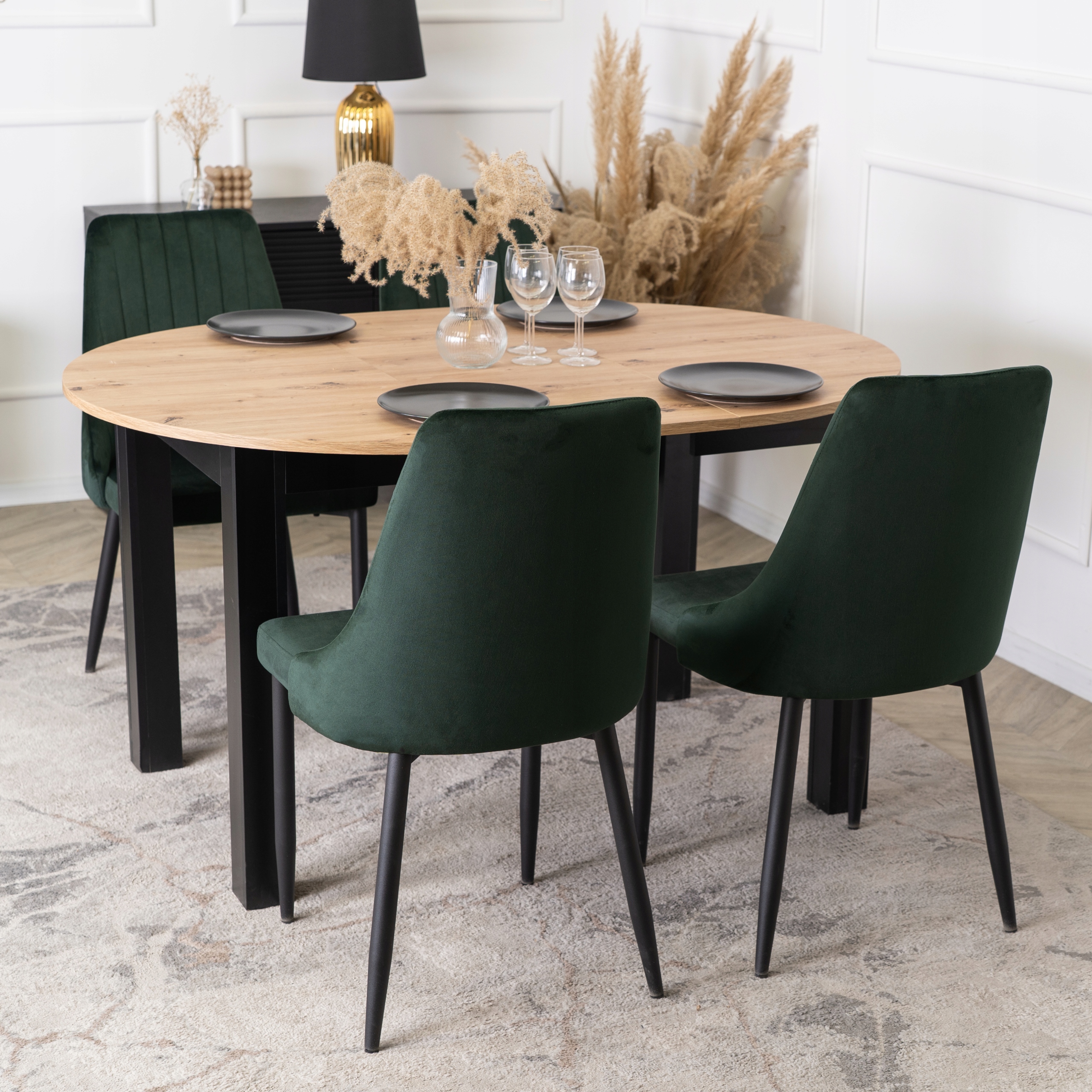 Minkšta veliūrinė virtuvės kėdė valgomajam Svetainės Loft Green BARI