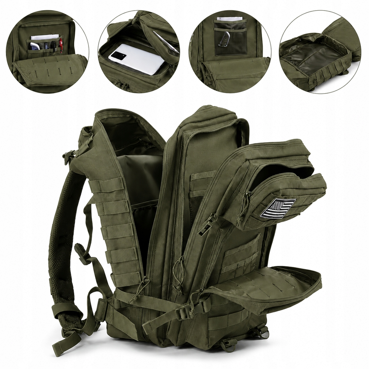 Aptel taktinis kuprinė 45 l khaki spalva