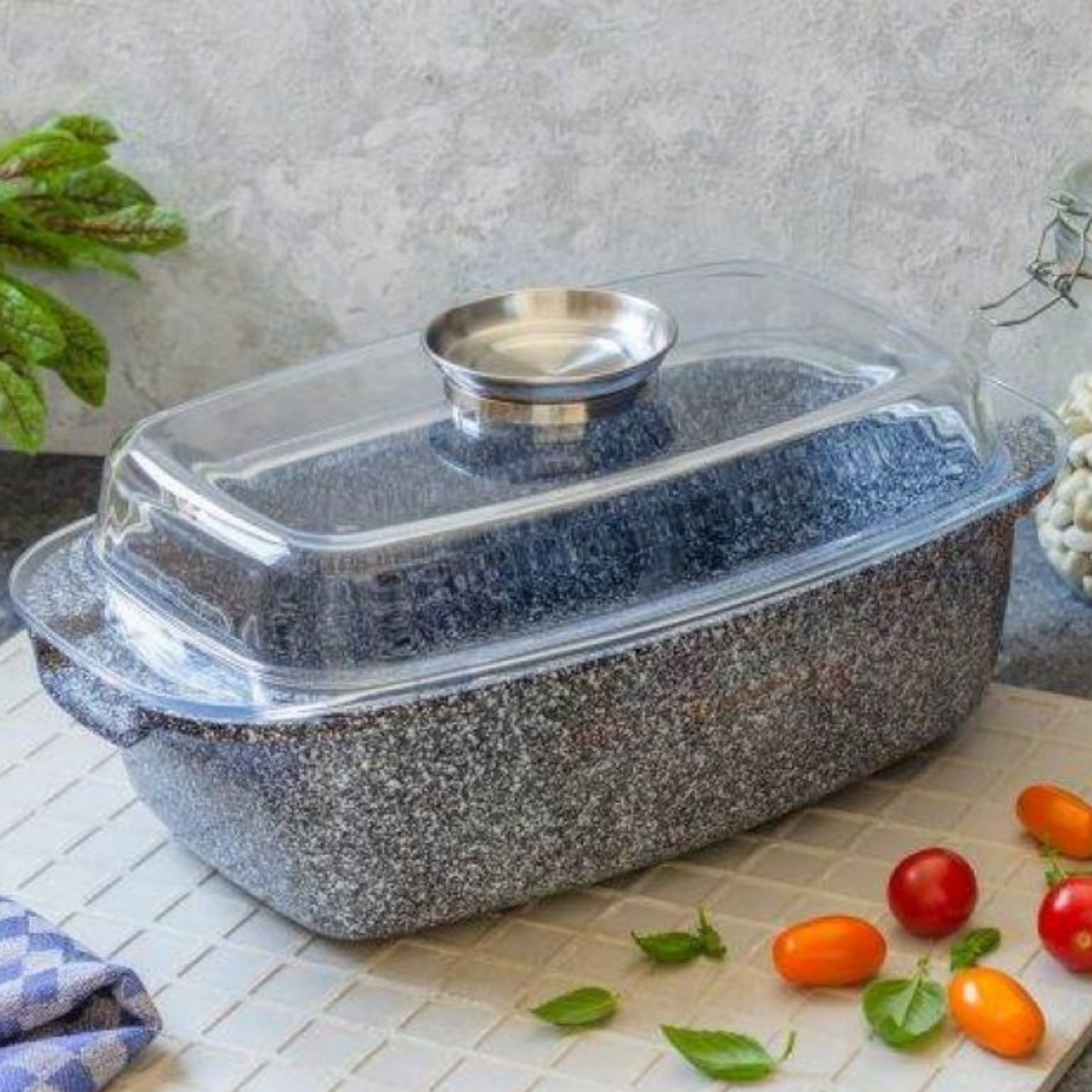 PRAKTINĖ MARMURO keptuvė 5,5 l 32 cm žąsų kepimo mašina, skirta DUJŲ INDUKCIJAI