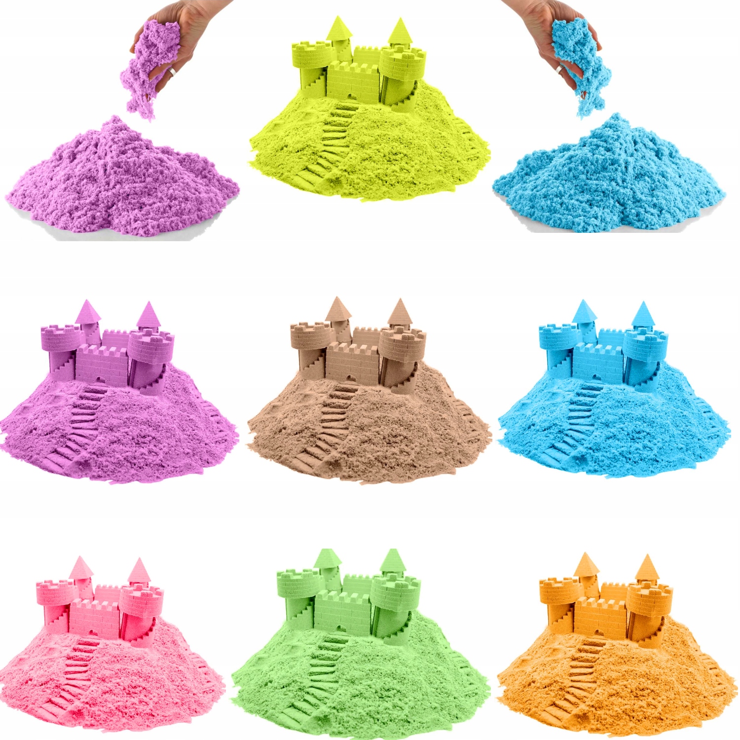 Piasek kinetyczny 3 kg baseinas rinkinys XXL