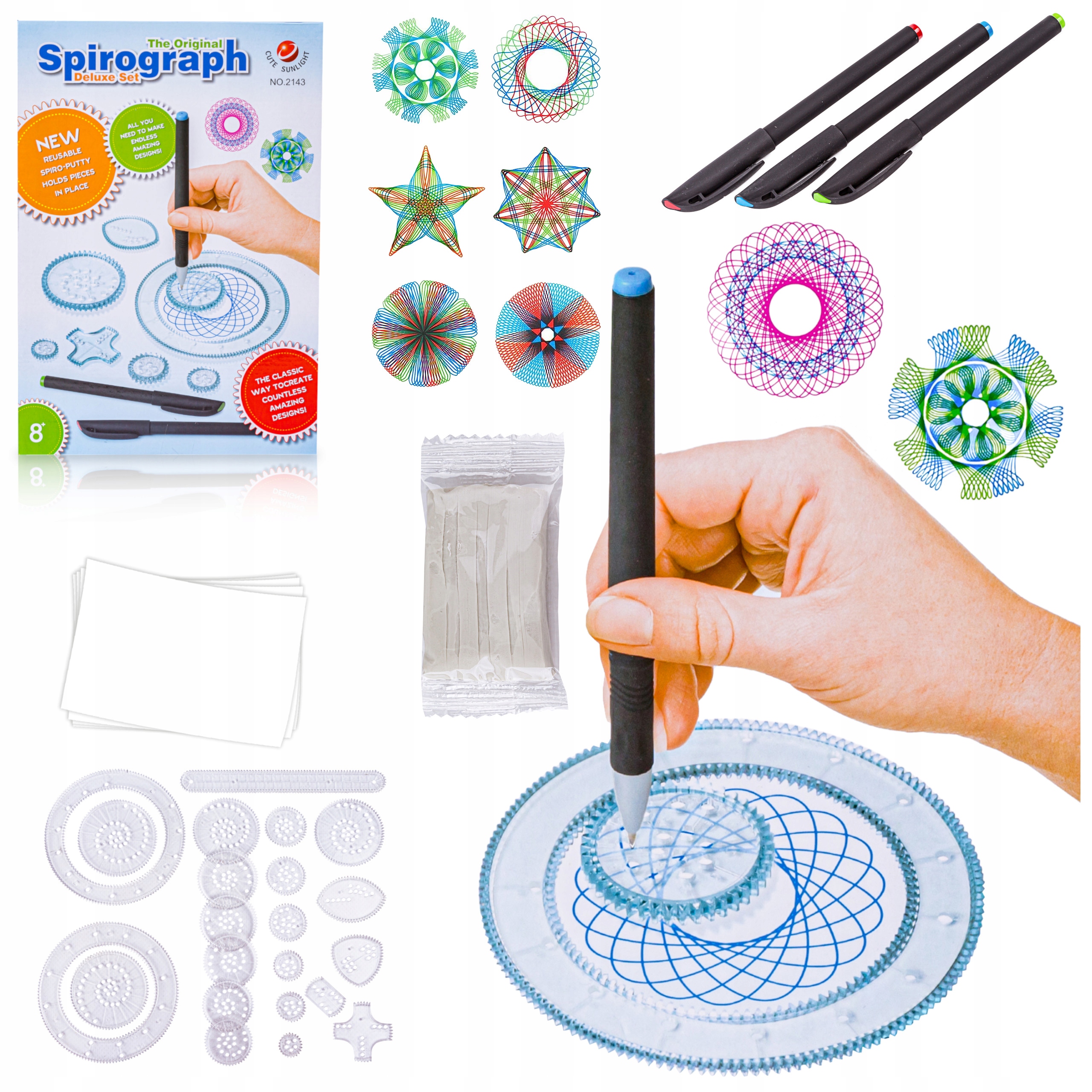 DK spirografas piešimo šablonai ir žymekliai