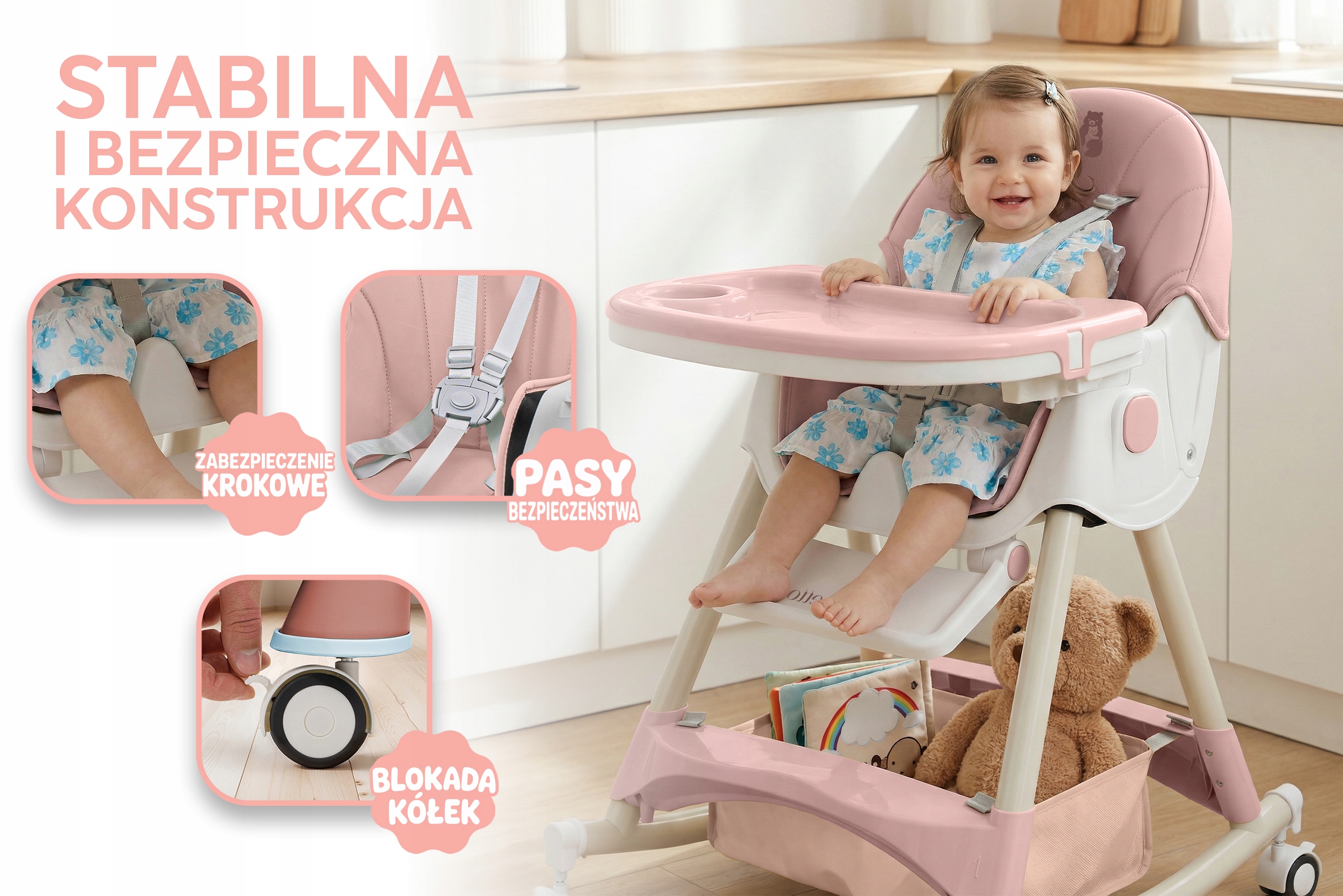 Orsetto 6in1 maitinimo kėdutė su supančiu funkcija
