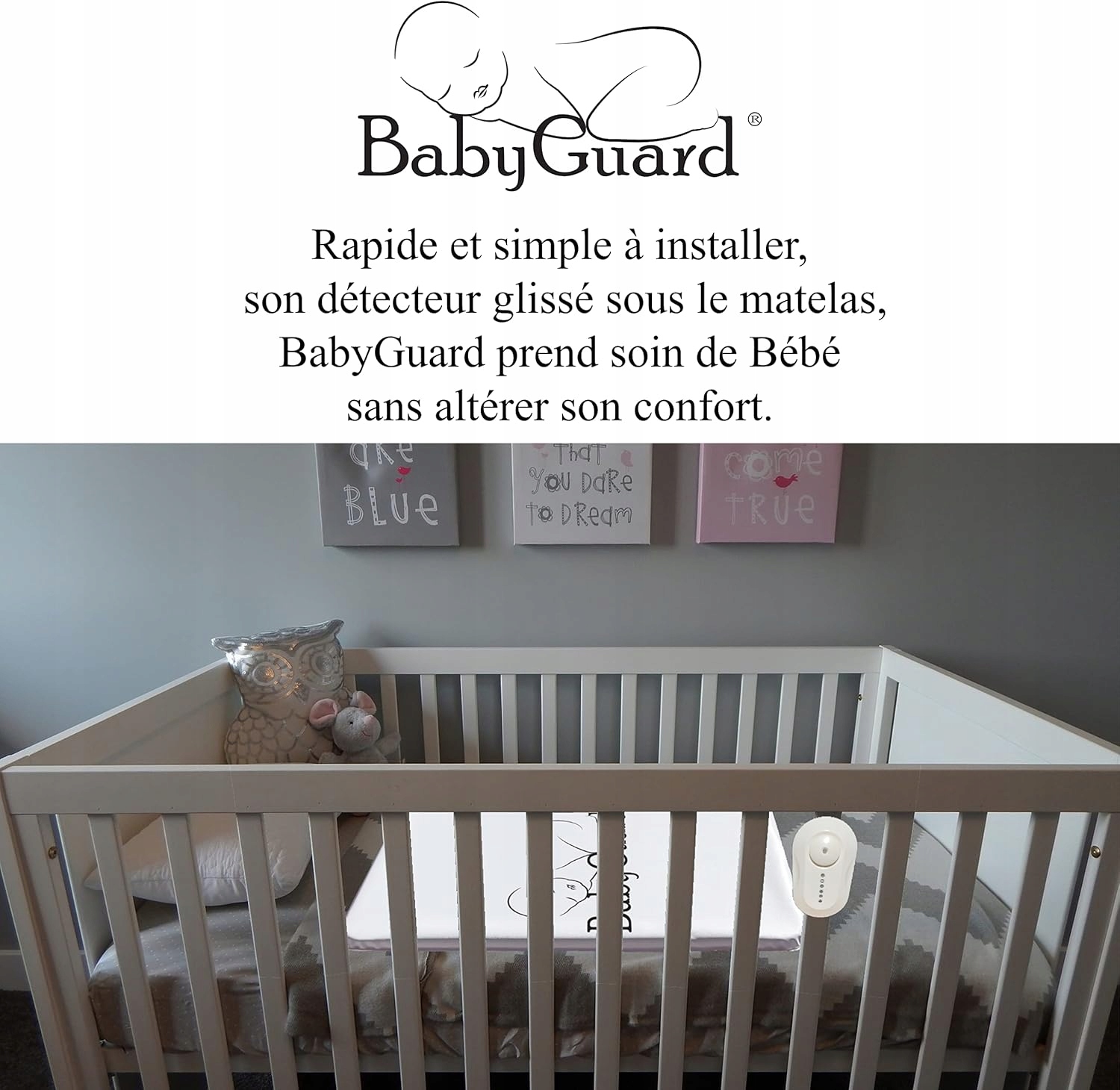 Kudikio kvėpavimo monitorius su Babyguard plokštele