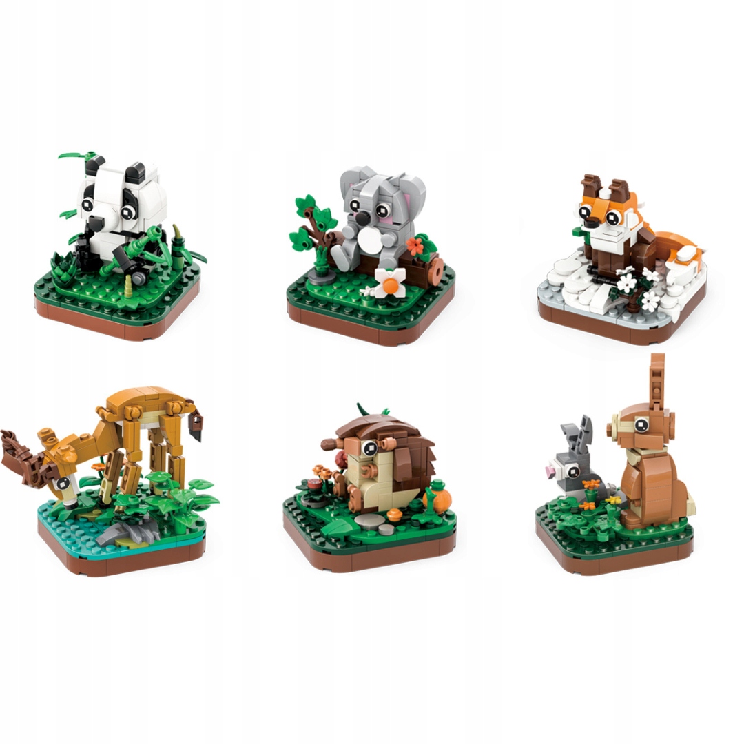KALUKŲ RINKINYS GYVŪNAI 6in1 (panda, koala, lapė, elnias, ežiukas, triušis) Wange