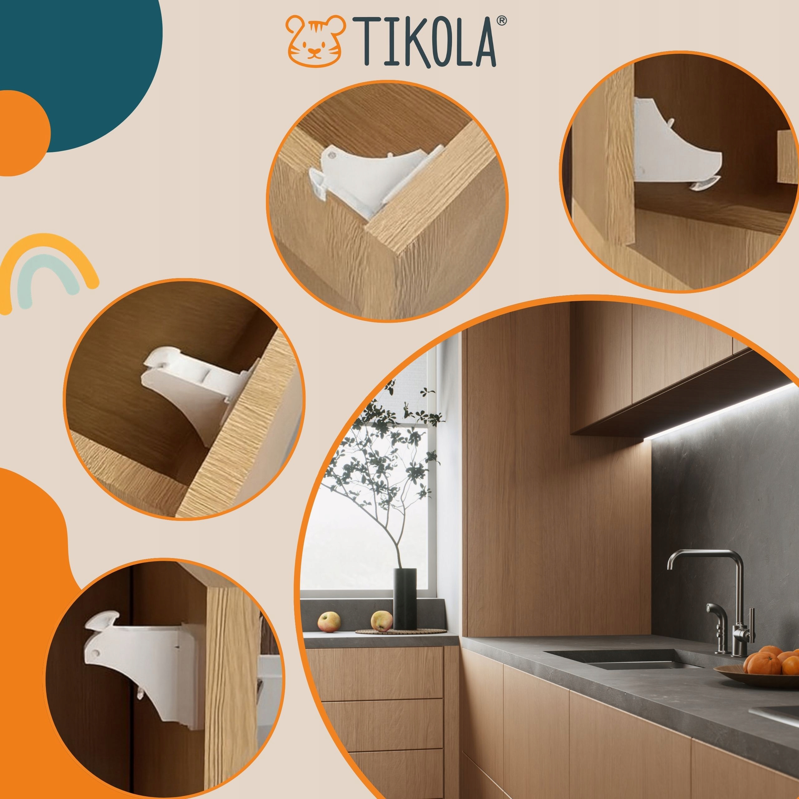 Tikola magnetinis saugiklis šaldytuvų ir stalčių blokada