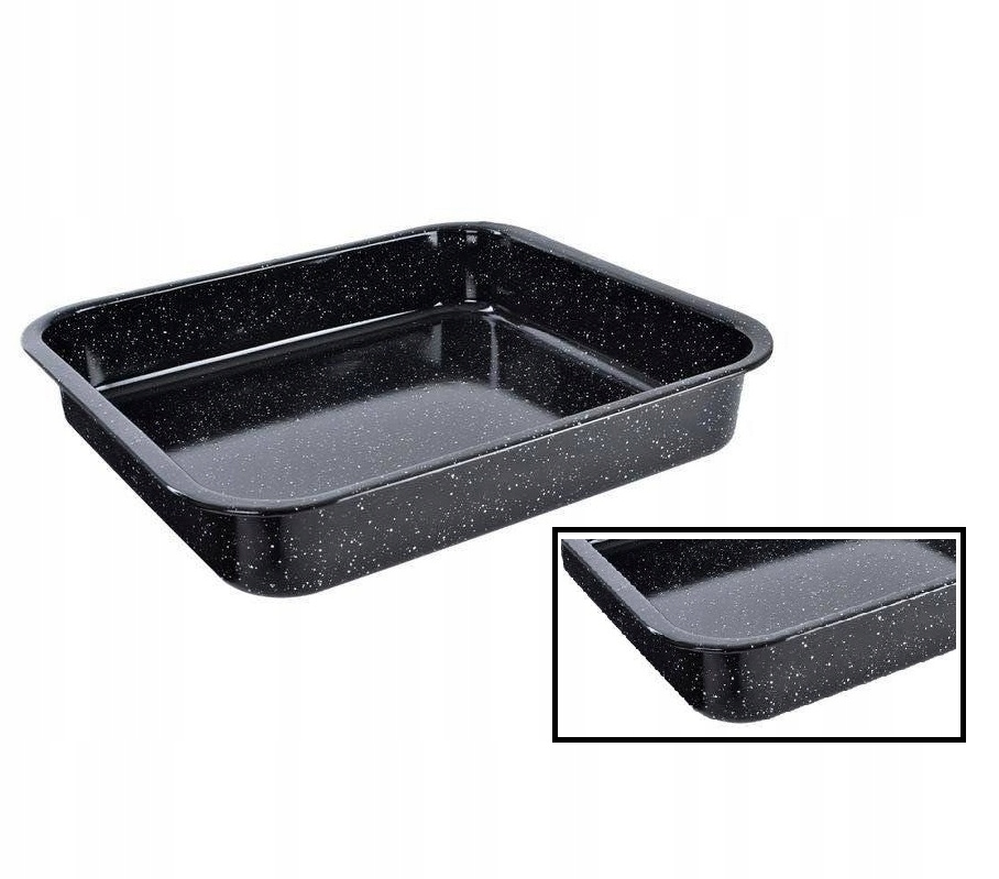 Tvirtas stačiakampis emaliuotas kepimo indas 35,5 x 24 3L ORION BLACK