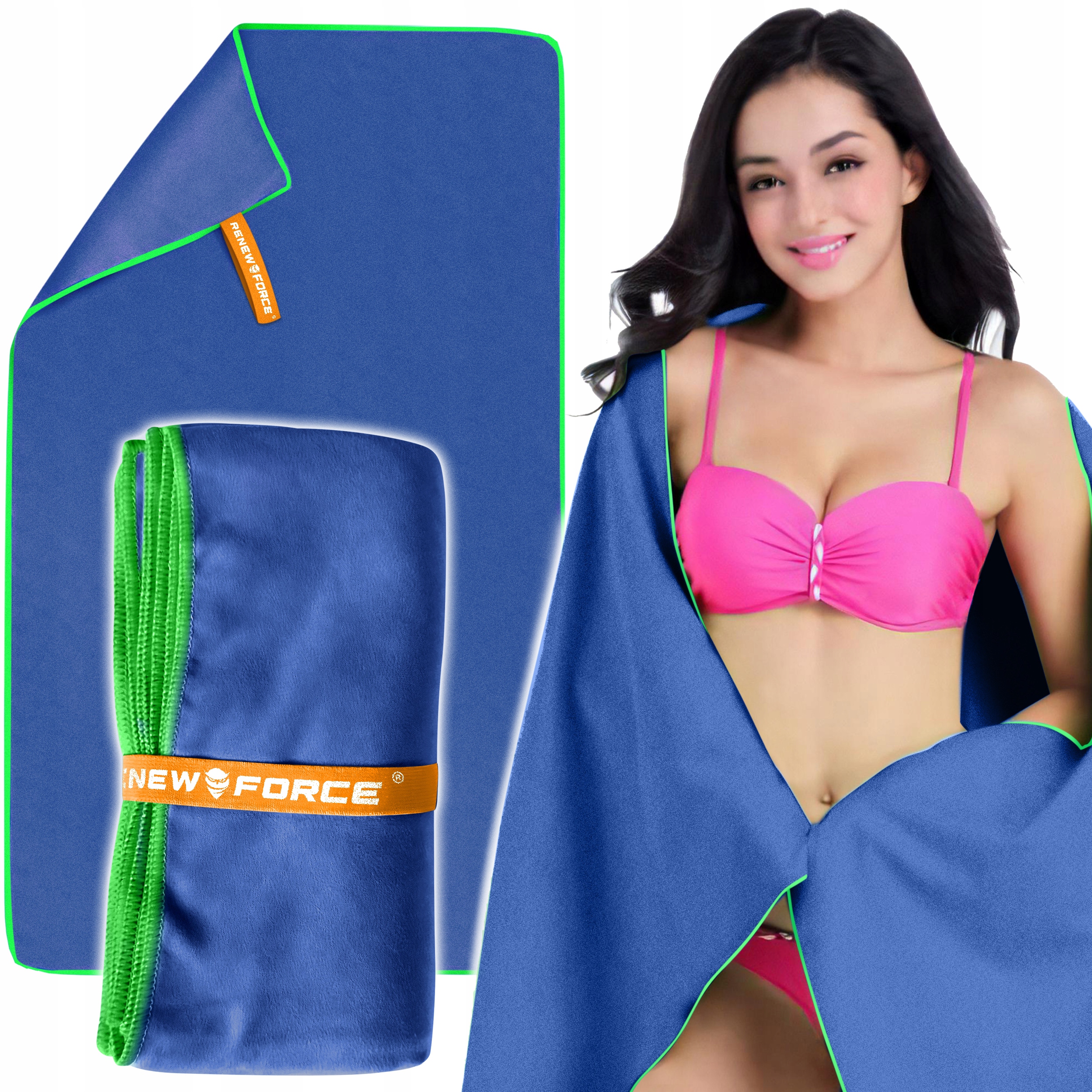 Greitai džiūstantis MICROFIBER Beach Sports Baseino rankšluostis 80x150 cm MĖLYNAS