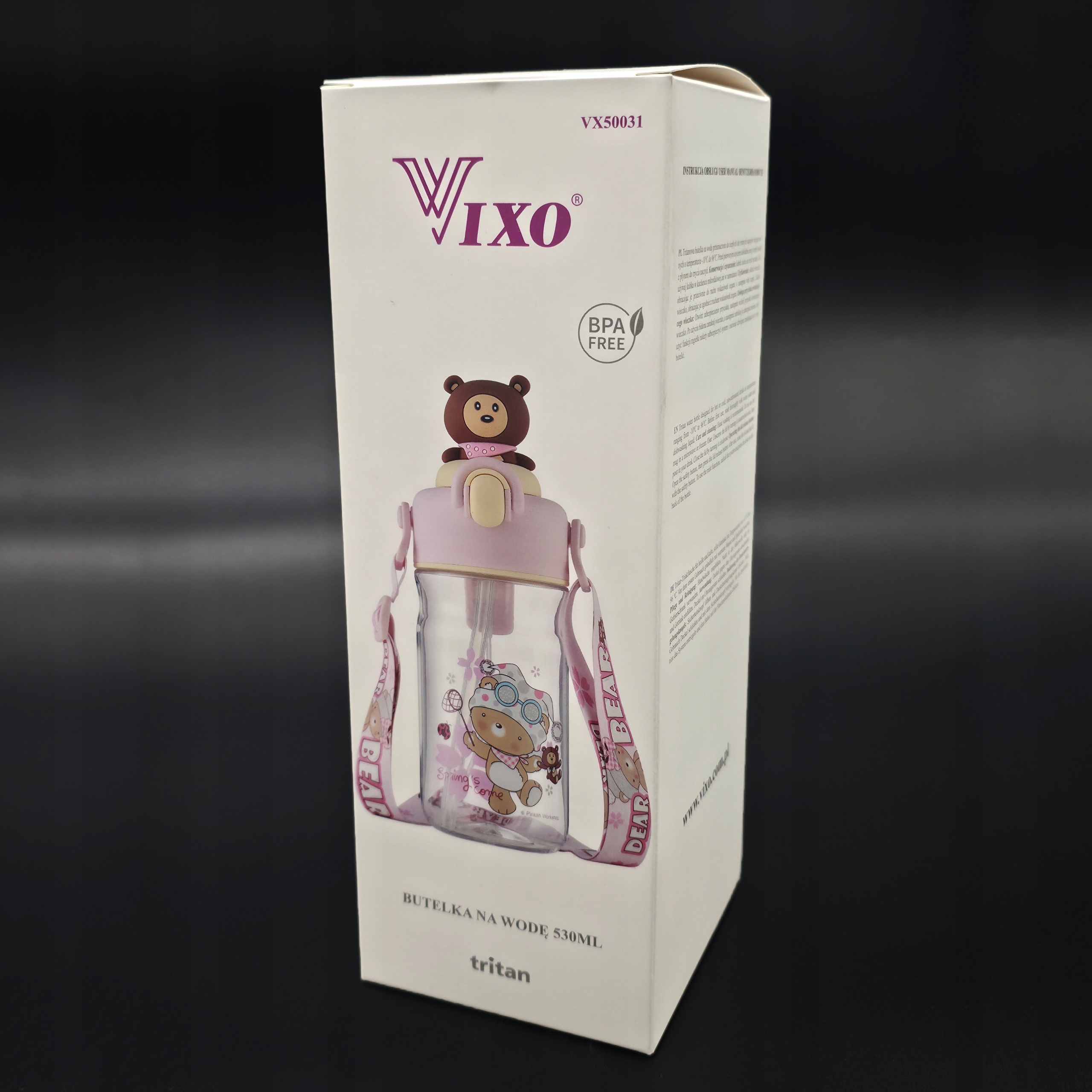 Vixo butelis vaikui 530 ml be BPA su dirželiu