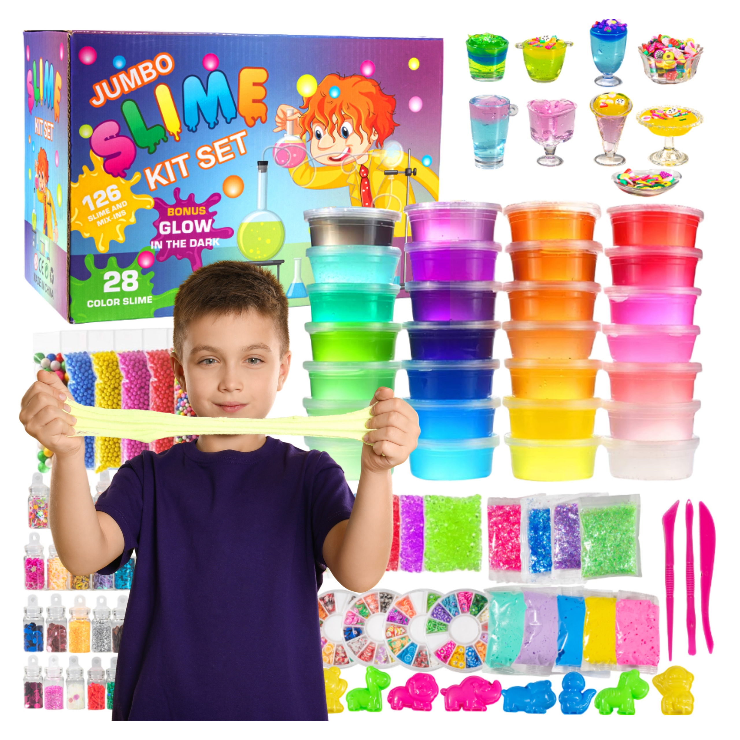 DIDELIS SLIME RINKINYS, SLIMŲ GAMYBAI VAIKAMS PLASTIKOS PASTA 126in1