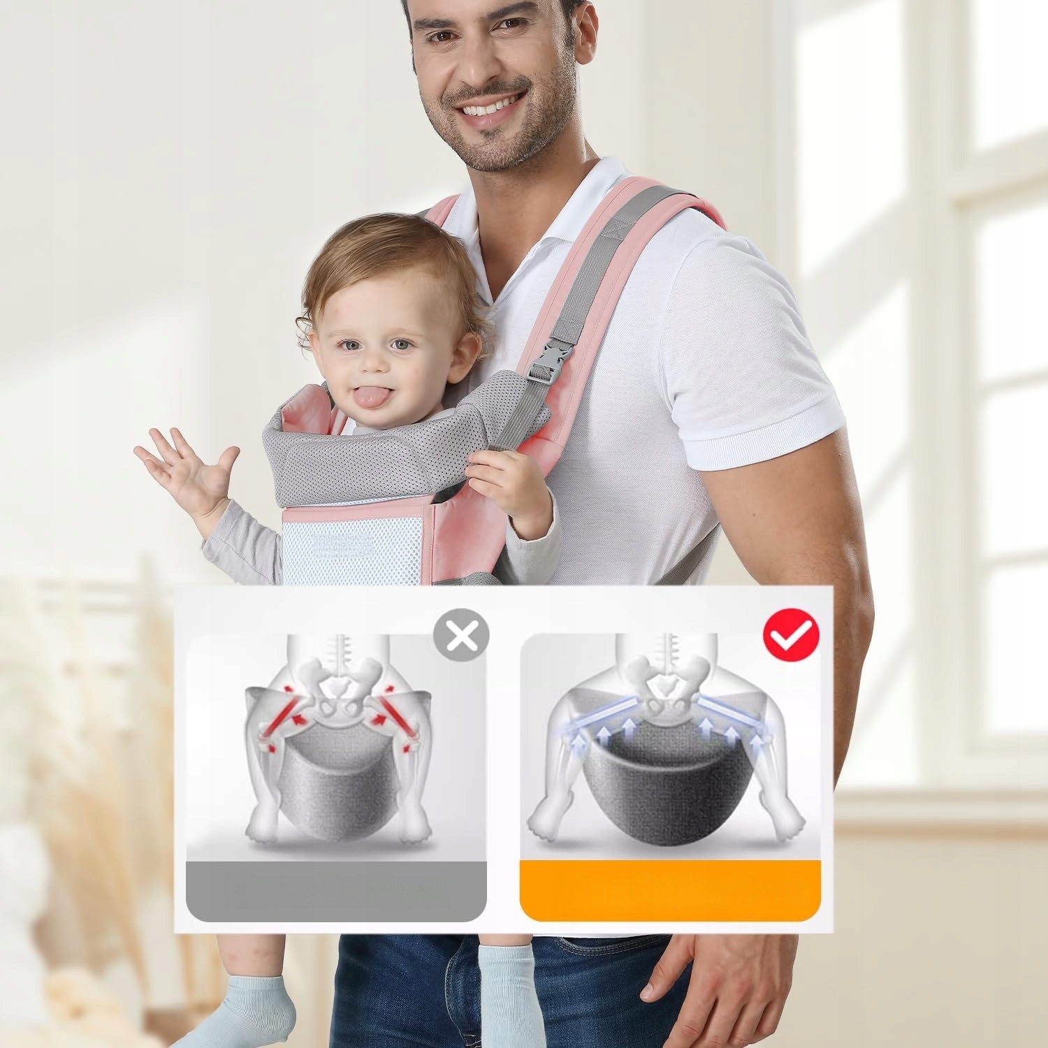 6in1 nešioklė klubams, ergonomiška, 25kg, 0-36 mėn