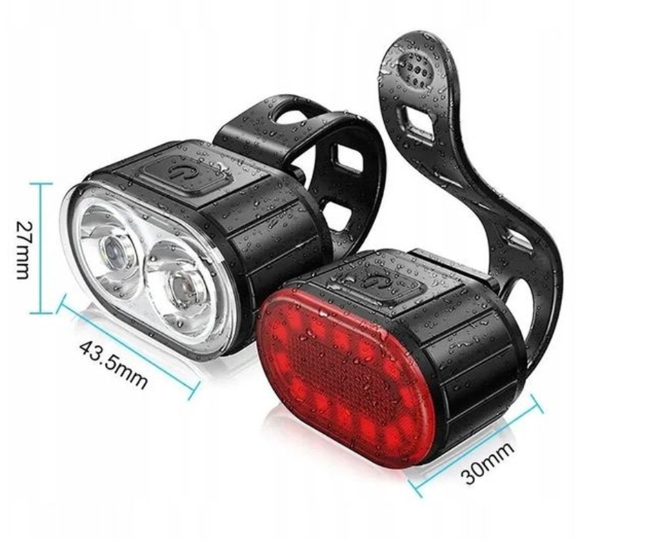LED dviračio žibintai priekiniai galiniai akumuliatociniai 2 vnt