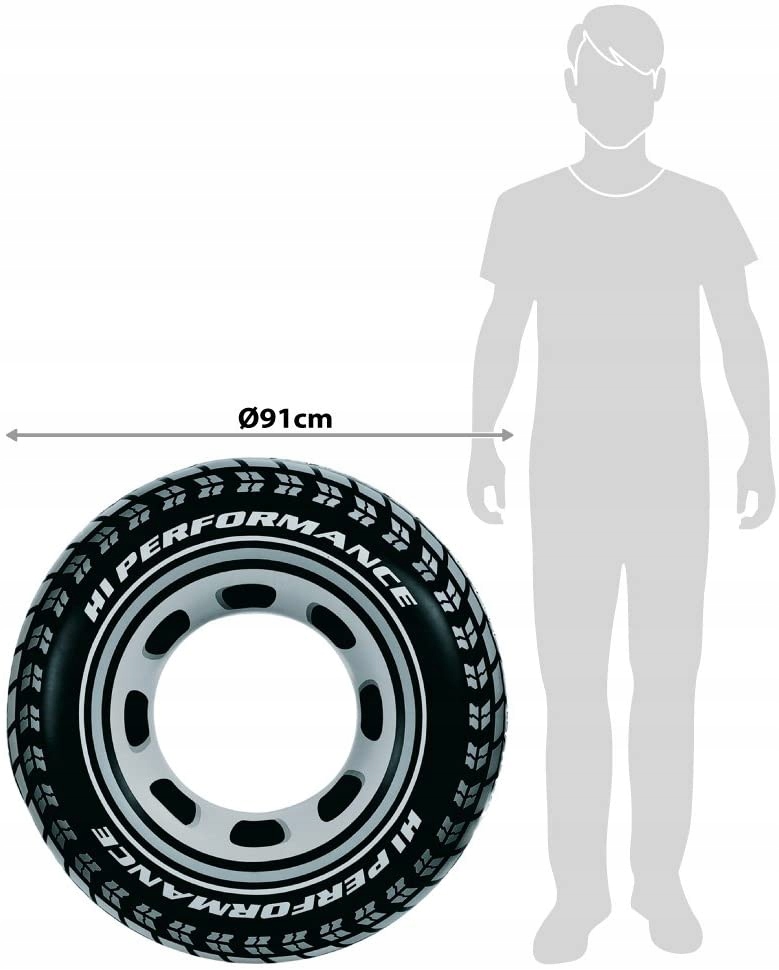 Intex pripučiamas plaukimo žiedas – juoda padanga 91cm #59252 (6941057459257)