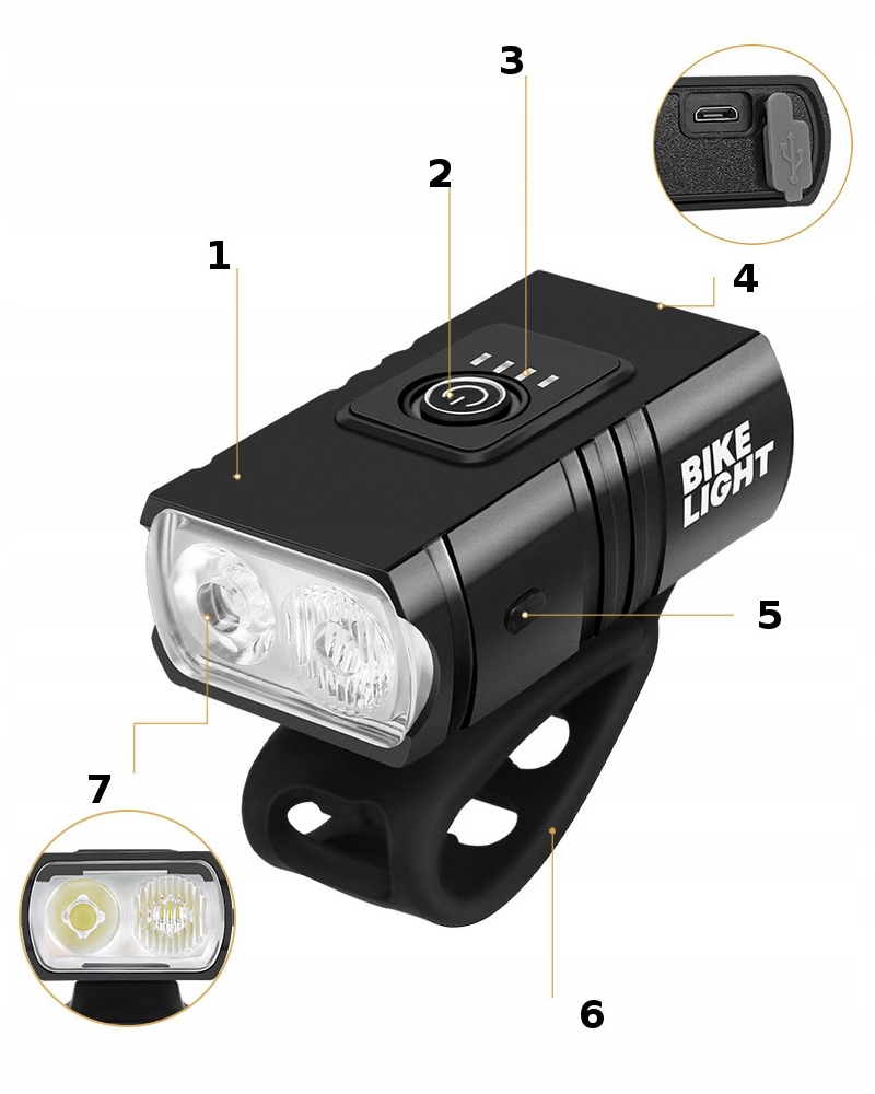 GALINGAS LED DVIRAČIO LEMPAS ACU USB PRIEKINIS + GALINIAI ALUMINIUMINIAI ŽIBINTAI