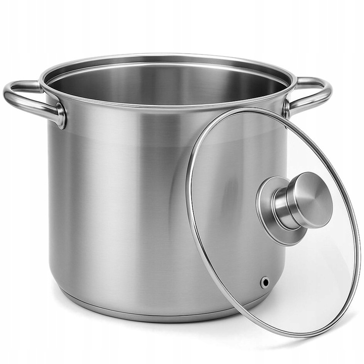 INDUKCINIS PUODAS, PLIENINIS DUJOS SU DANGIU, Sunkus, DIDELIS, AUKŠTAS, Ø33 cm, 17 L