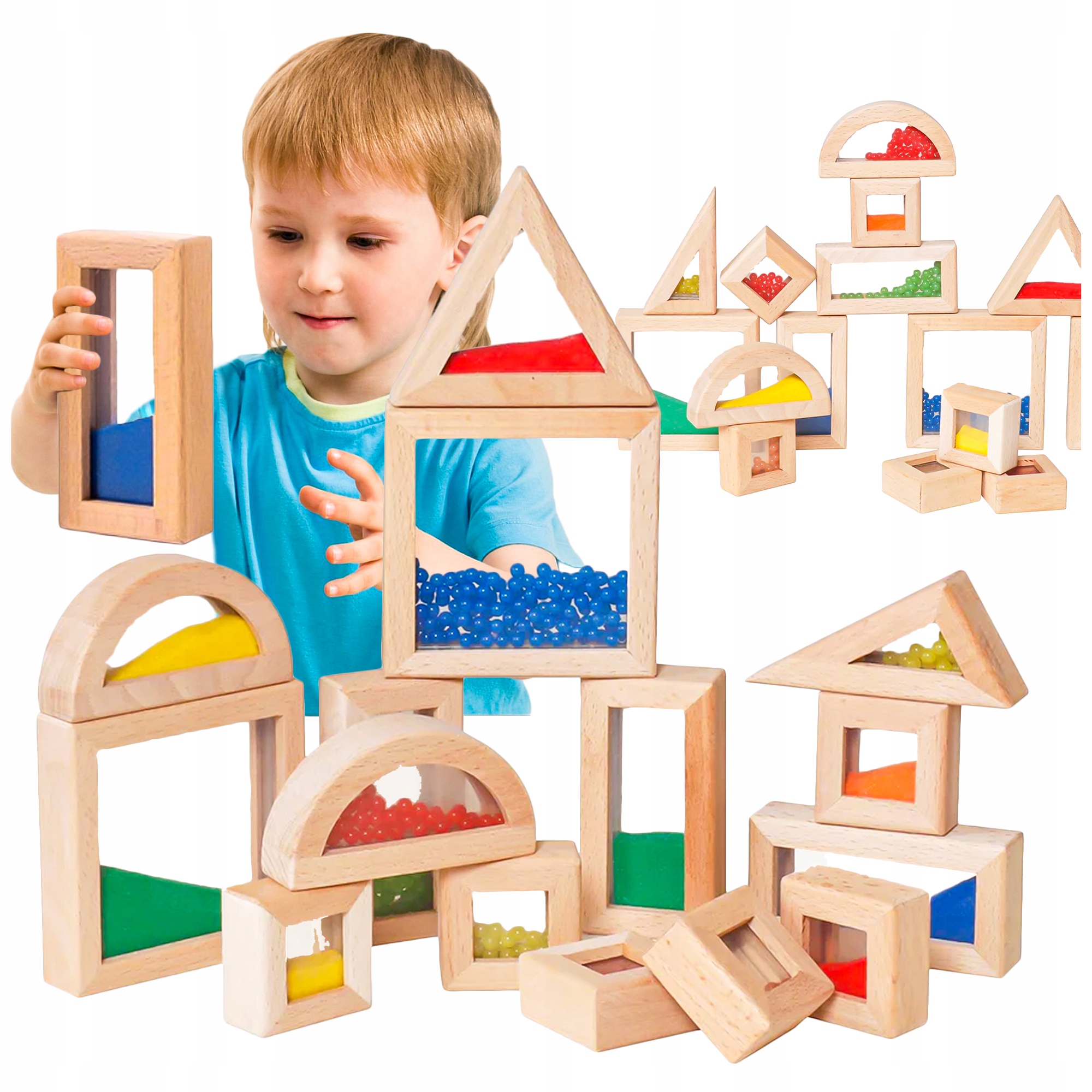 Mediniai sensoriniai klotai Montessori, 15 elementų