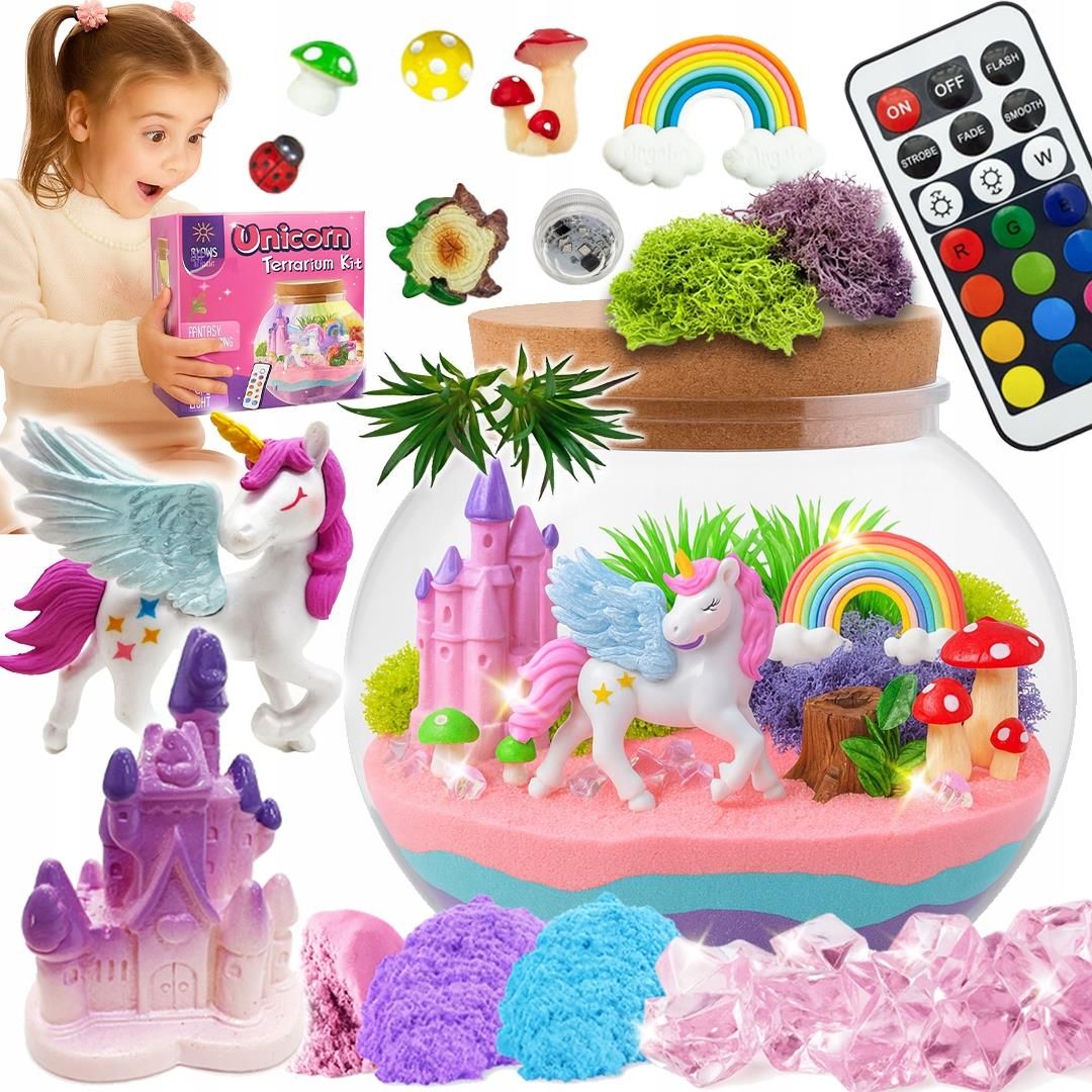 Kreatyvus unicorno rinkinys su spalvotu smėliu