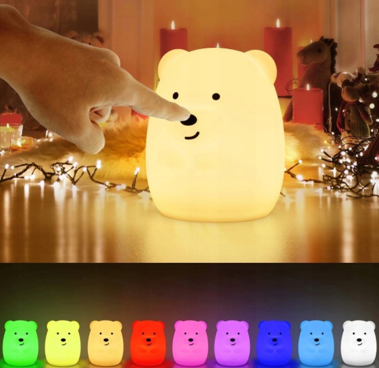 NAKTINIS LEMPAS LOKIS VAIKAMS, SPALVOTAS SILIKONIS RGB M