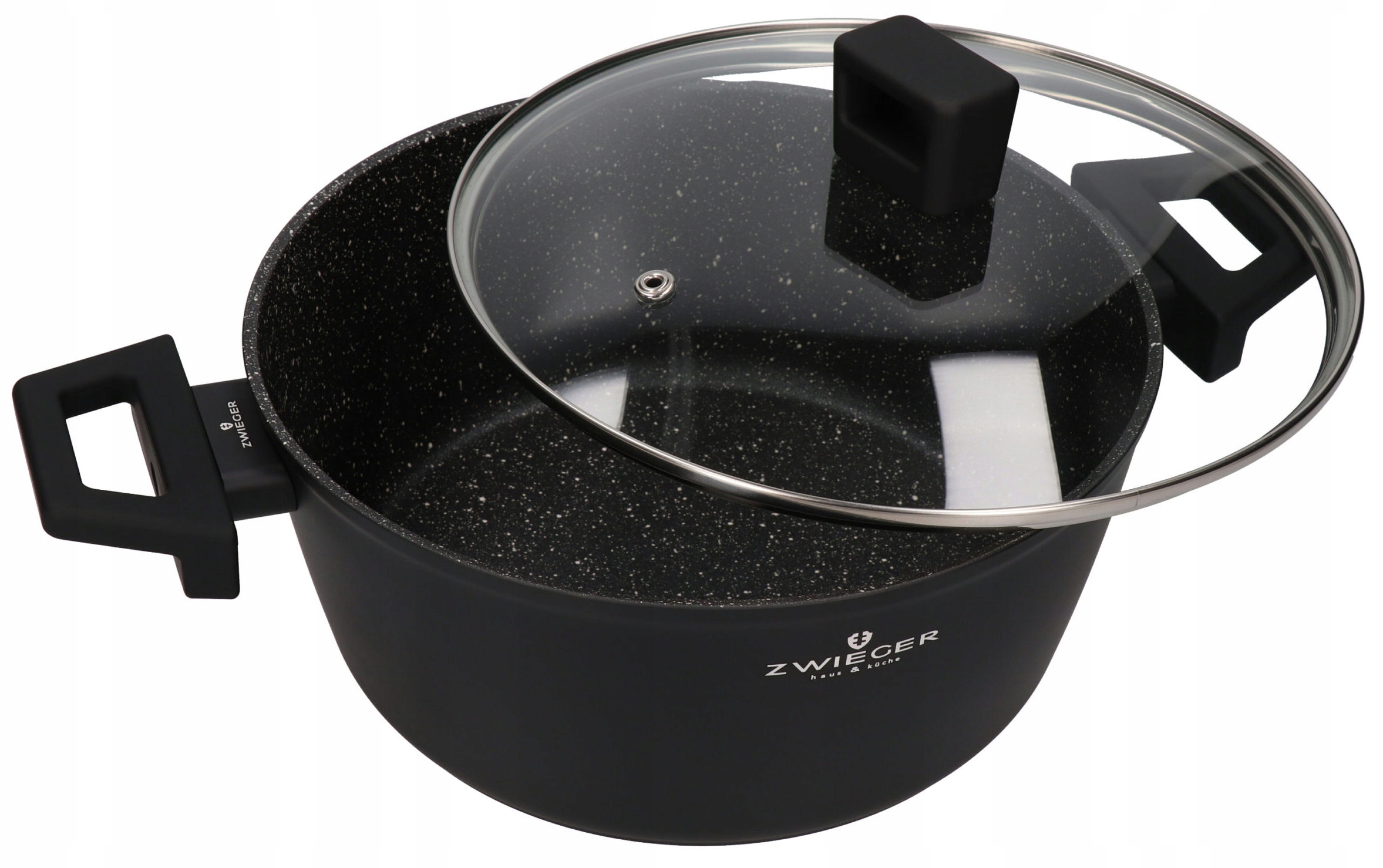 ZWIEGER FORTE PUODAS 4,5 L SU DANGIU 24 CM JUODAS INDUKCINIS ALUMINIUMAS