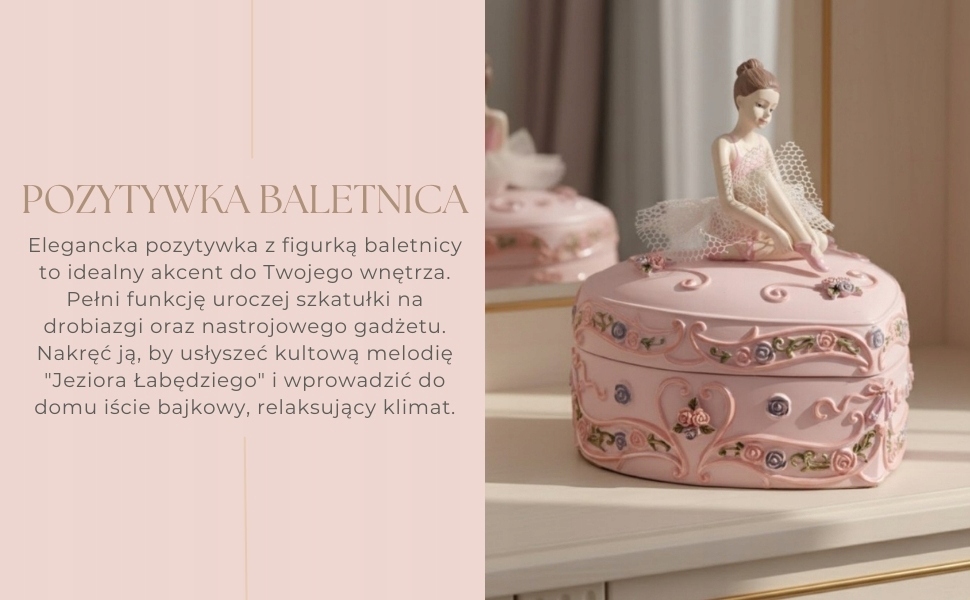 MUZIKOS DĖŽĖS BALETO SUKNELĖ ŠIRDYS SWAN LAKE DOVANŲ PAPUOŠYMAS