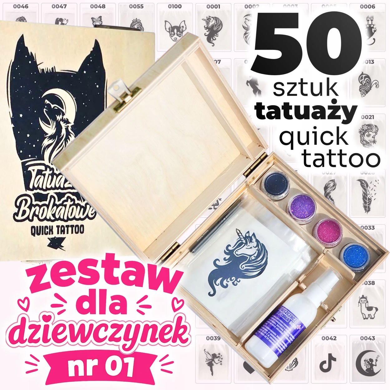 50 blizgaus greitojo tatuiravimo rinkinys mergaitėms