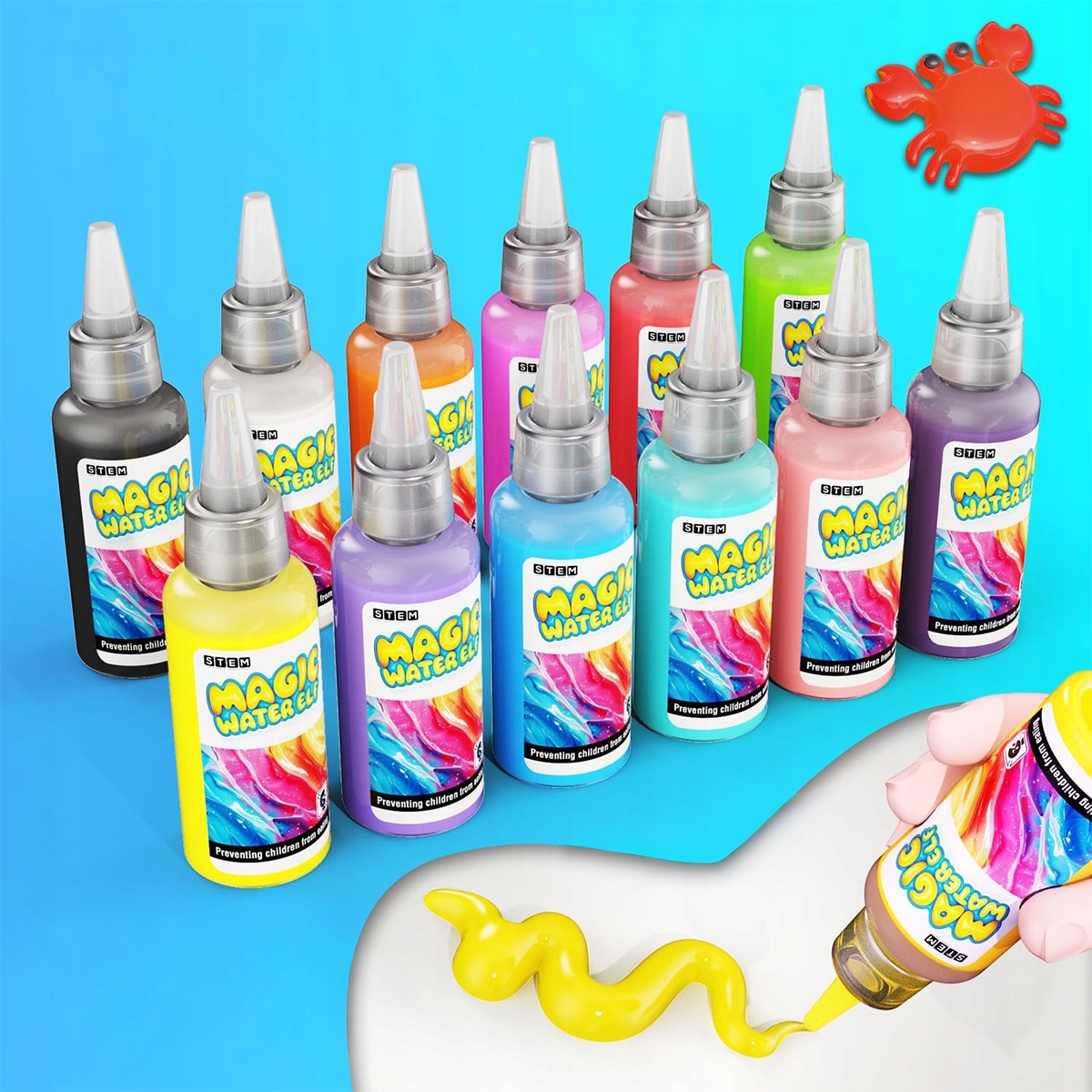 KŪRYBINIS RINKINYS MAGICAL WATER ANIMALS BOX GEL PELIETI DAŽAI
