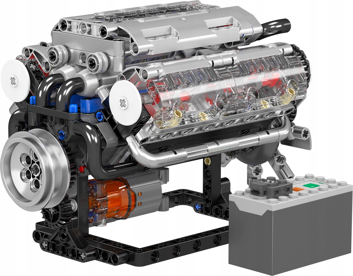 Blocks Mold King 10088 natūraliai įsiurbiamo V8 variklio techninės konstrukcijos modelis