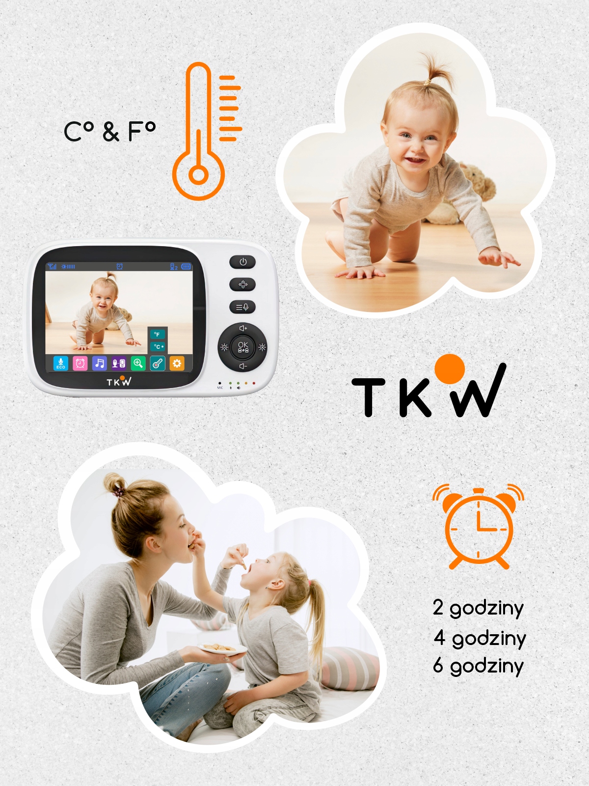 TKW elektroninė niania su 3,2 colių monitoriumi ir naktinė režimu