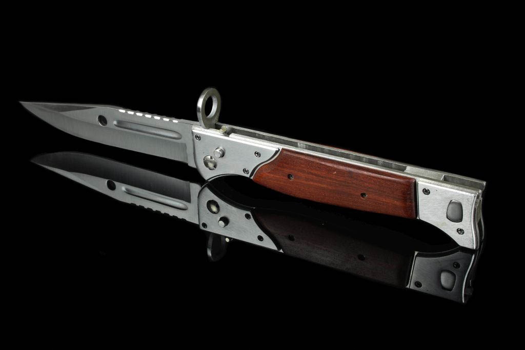 AK47 bajonetinis peilis sovietinis sulankstomas spyruoklinis automatinis išgyvenimo EDC