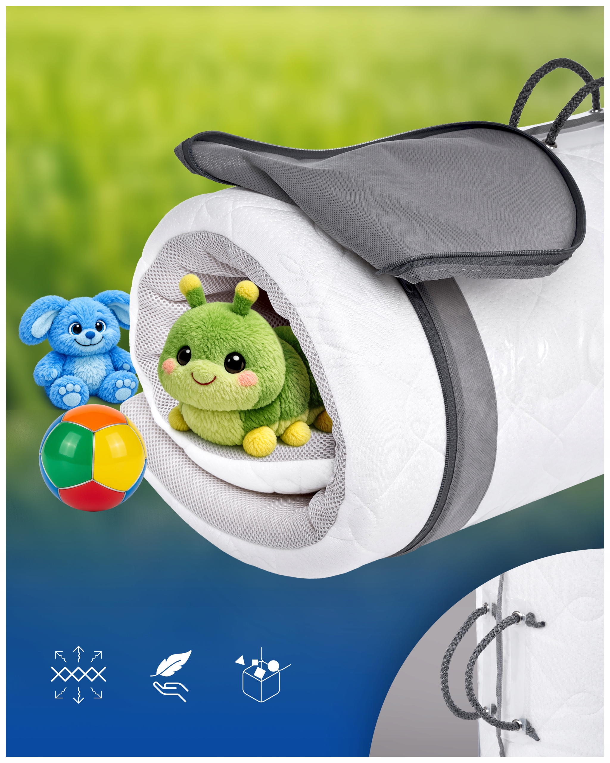 Čiužinys 120x60 turistinės lovelės, suderinamos su Kinderkraft Joy 60x120