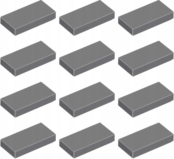 LEGO plytelė 1x2 tamsiai pilka DBG 4211052 3069b - 12 vnt.