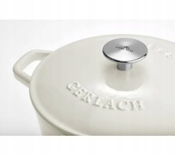 Gerlach Natur Iron 5,5 l keptuvė su dangčiu, ketaus, balta indukcija