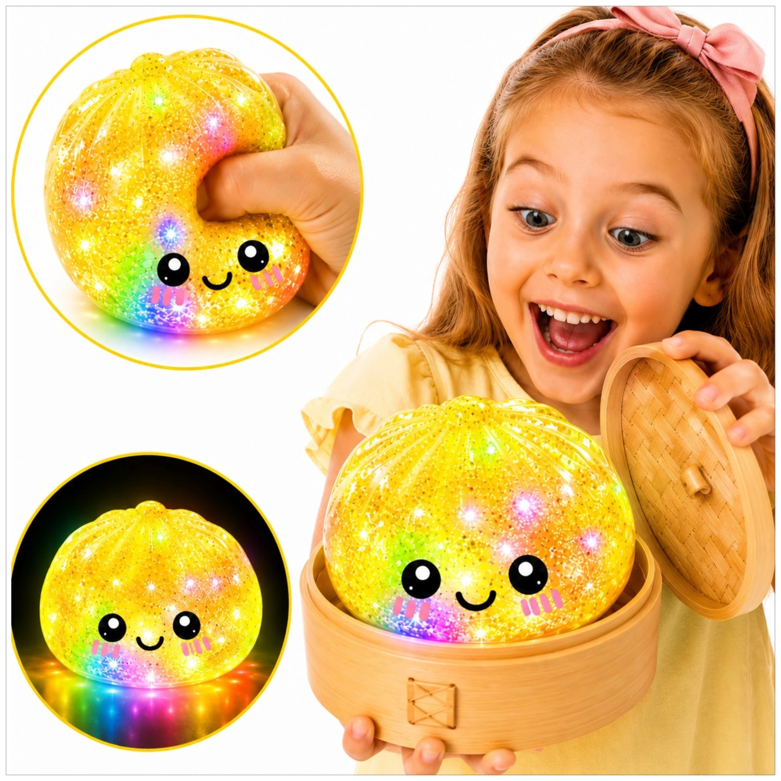 Toys gniotek pieróg świecący brokat dumpling
