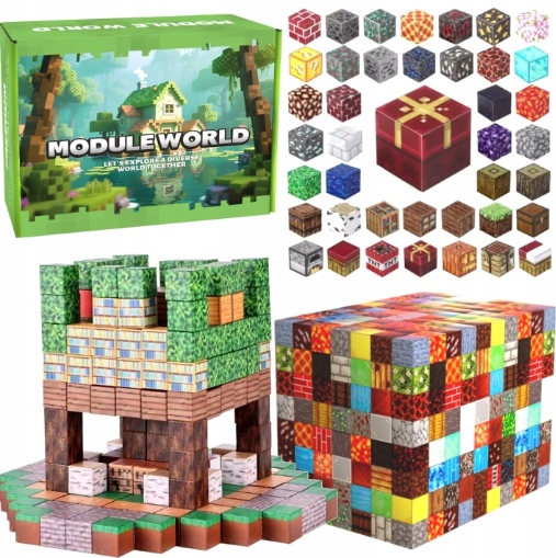 MAGNETINIŲ BLOKŲ KUBAS BIG SET 150 EL MODULE WORLD MIX