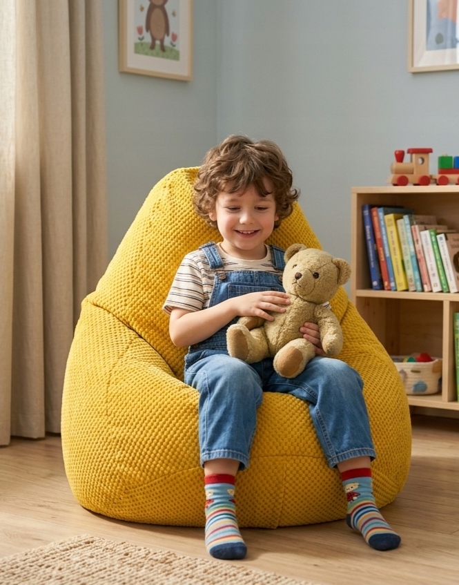 Patogus fotelis Pouf Sako 60x50cm minkštas pliušinis pilkas šviesus sėdynė