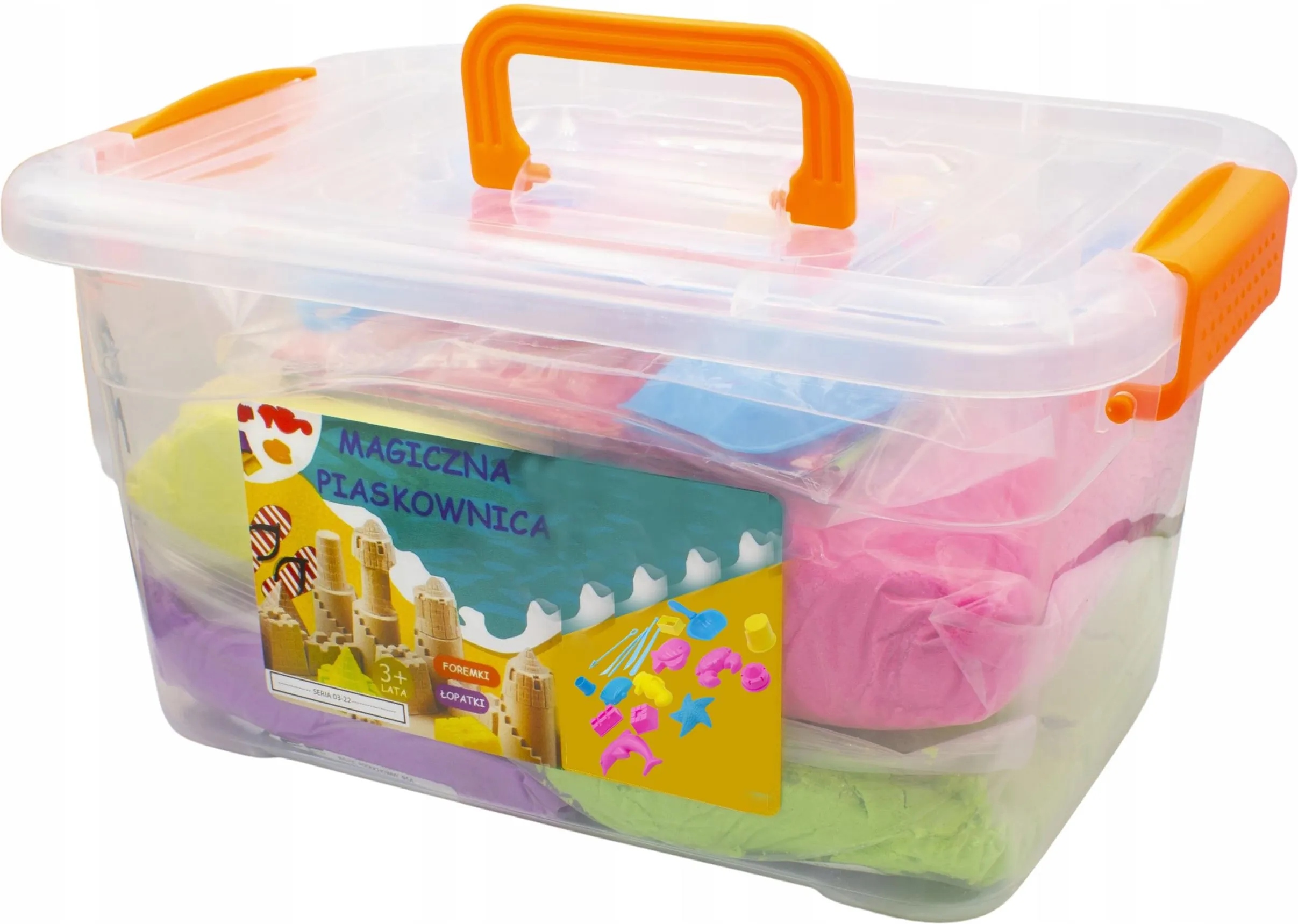 Kinetinis smėlis 3 kg su smėliniu baseiniu ir žaislais